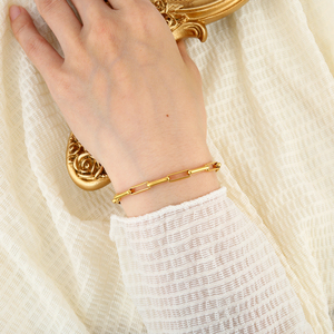 VIANRLA-Pulsera de acero inoxidable 316L para joyería, cadena con clip de papel, chapado en oro de 18 quilates, PVD - Product Image 4