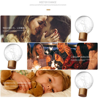 Mini lampe de nuit LED 3D en hêtre avec motif de fleurs de gypsophile, alimentation USB, pour table, salon, décoration de Noël et de la maison