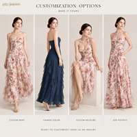 Robe longue rose à fleurs pour femme, col cœur, corsage froncé, volants superposés, soirée, personnalisable OEM, marque privée