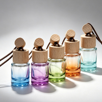Diffuseur de voiture suspendu personnalisable, flacon vide en verre coloré, désodorisant avec couvercle en bois véritable, vente en gros