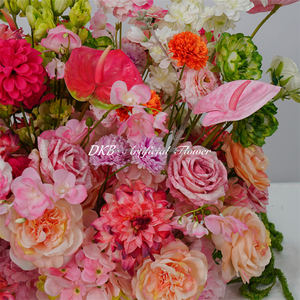 Tapis d'allée de mariage en soie en gros, fleurs artificielles colorées de haute qualité en forme de rose pour la décoration de mariage - Product Image 5