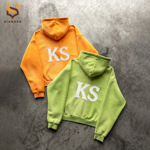 เสื้อฮู้ดดี้ทรงบ็อกซี่แบบครอป ผ้าหนา 420 กรัม ซิปคู่ ล้างสีแบบแอซิดวอช ปักโลโก้แบบแอพพลิเคชั่น - Product Image 5