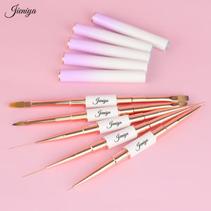 Juego de Pinceles para Decoración de <span class=keywords><strong>Uñas</strong></span> 3D de Doble Punta con Mango de Metal Rosa Blanco y Pelo de Nailon/Kolinsky, Novedad de <span class=keywords><strong>2023</strong></span> - Product Image 4