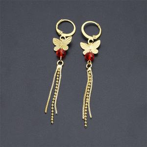 Boucles d'oreilles pendantes papillon en zircon cubique plaqué or 24 carats, design tendance à prix bas, fourniture directe Jxx - Product Image 2