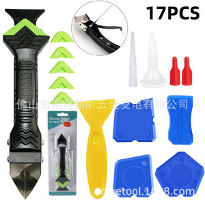 17Pcs <b>Silicone</b> Trowel Scraper Set Metal Head Sealant <b>Tool</b> For Tile Construction - Product Image 1