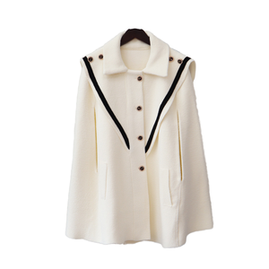 Abrigo largo con cuello marinero para mujer, elegante abrigo tipo capa con botones al frente, moderno, suave y clásico para invierno. - Product Image 1