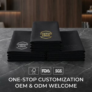 Serviettes en papier noires personnalisées <span class=keywords><strong>de</strong></span> luxe, 2 plis, 8 plis, jetables, pour la décoration <span class=keywords><strong>de</strong></span> mariage et <span class=keywords><strong>de</strong></span> fête - Product Image 2