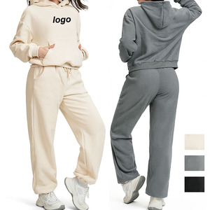 High Quality Casual Sportswear Set Women's Loose Slim Fit Tracksuit Pocket Hoodies Sweatpants Yoga Running Gym Workout Wear