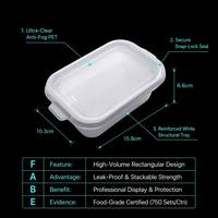 Boîte à gâteau rectangulaire transparente en plastique imprimée, jetable, avec couvercle à verrouillage pour mousse et gâteau à étages