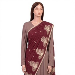 Wholesale Cotton <b>Shawl</b> Dot Field Feather Paisley Border Embroidery Lightweight Women OEM ODM Custom - Product Image 3