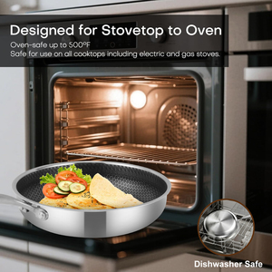 Kitchen Food Grade Non-stick Hybrid 3ply 18/10 <strong>Stainless</strong> Steel Honeycomb Fry <strong>Pans</strong> Induction <strong>Frying</strong> <strong>Pan</strong> for Restaurant Home - Product Image 5