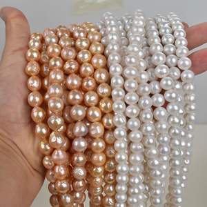 Collier de perles Edison 9-10MM Perle d'eau douce naturelle Lumière forte Semi-fini Accessoire de bijoux DIY - Product Image 1