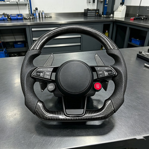 Volant personnalisé en fibre de carbone et cuir perforé <span class=keywords><strong>rouge</strong></span> pour modèles <span class=keywords><strong>Audi</strong></span> S3 S4 S5 S7 RS3 RS4 RS5 RS6 RS7, design <span class=keywords><strong>RS</strong></span> chauffant - Product Image 4