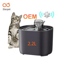 Elecpet Fontaine à eau automatique pour chat 2,2 L avec détecteur de mouvement et filtre à charbon actif pour animaux de compagnie en bonne santé