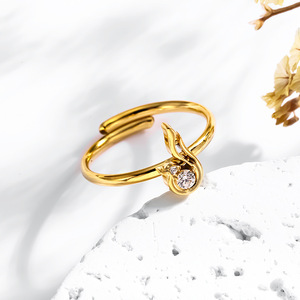 Anillo Ajustable de Acero Inoxidable para Mujer, con Zirconia, Color Oro 18K y Plata, Diseño de Animal del Zodiaco, Pájaro, Joyería de Moda que Combina con Todo, de Fábrica - Product Image 4