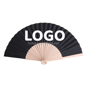 Proveedor de Primera Categoría, Personalización de Fábrica, Abanico Plegable de Madera Maciza y Tela de 23 CM, Abanico Artesanal de Madera y Tela con Correa - Product Image 1