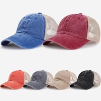 Truckerpet |   Vintage gewassen katoenen mesh multi-color unisex outdoor pet, op maat gemaakte OEM ODM geborduurde groothandel baseballcap
