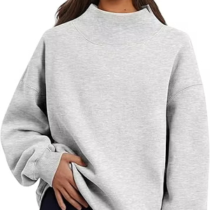 Phụ Nữ Của Quá Khổ Dệt Kim Cao Cổ Dài Tay Áo Hoodies Mùa Thu Thời Trang Trang Phục Tùy Chỉnh Với Phía Trước Logo - Product Image 1