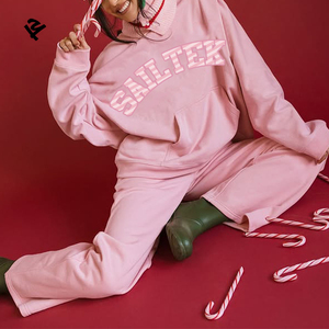 Custom Embroidery Patch Tracksuit Streetwear <strong>Women</strong> Clothes <strong>Red</strong> Sweat Suits Oversized Turtle Neck <strong>Hoodie</strong> and Sweatpants Set - Product Image 3