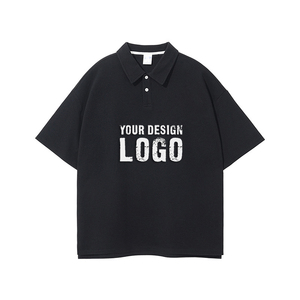 T-shirt polo pour homme en coton vintage, coupe ample, personnalisé en usine, style streetwear décontracté, col rabattu, délavage acide, surdimensionné - Product Image 5