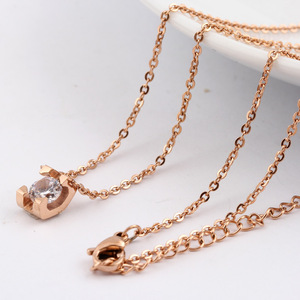 Collier géométrique en or rose et zircon pour femmes, chaîne de clavicule minimaliste, bijoux à porter au quotidien, cadeau - Product Image 3