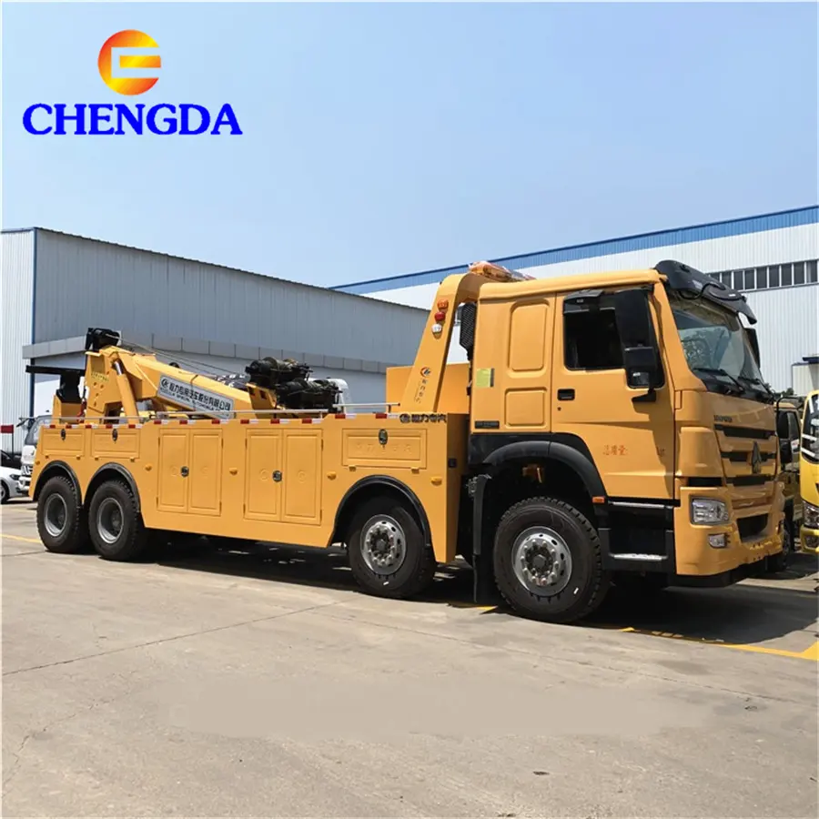 Chinese Best Price HOWO 8*4 50ton Heavy Road Rescue Wrecker Truck