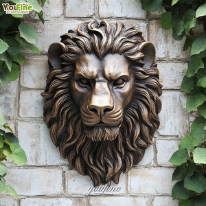 Arte Metálico para Pared, Escultura de Cabeza de León en Bronce, Decoración para <span class=keywords><strong>el</strong></span> Hogar, Adorno Colgante de Pared - Product Image 4