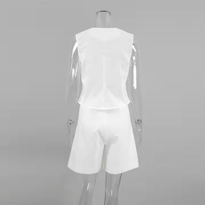Conjunto de Ropa de Lino de Alta Calidad a Bajo Precio, Blusa Corta Informal con Solapa Holgada para Mujer, Pantalones Cortos de Lino con Cintura Elástica - Product Image 5