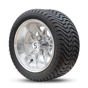 SRGCTW-222 12 "Roues et pneus en alliage pour voiturette de golf 215/35-12 Combo roue et pneu pour voiturette de golf argentée - Product Image 4
