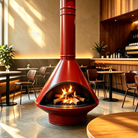 Poêle à bois conique rouge vibrant, best-seller, autoportant, en acier émaillé, avec cheminée cylindrique, chauffage d'ambiance