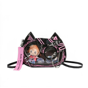 Personnalisable mignon chat transparent en PVC pour Ita sac à la mode fermeture à bouton sac de messager pour dames et filles forme personnalisée - Product Image 5