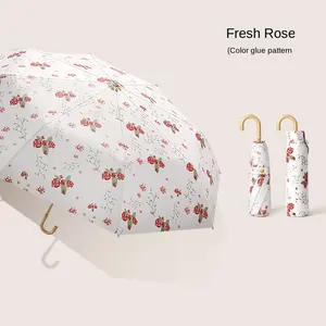 A generation of fresh 8-bone color glue small gold hook sun aluminum alloy skeleton folding sunshade in stock umbrella