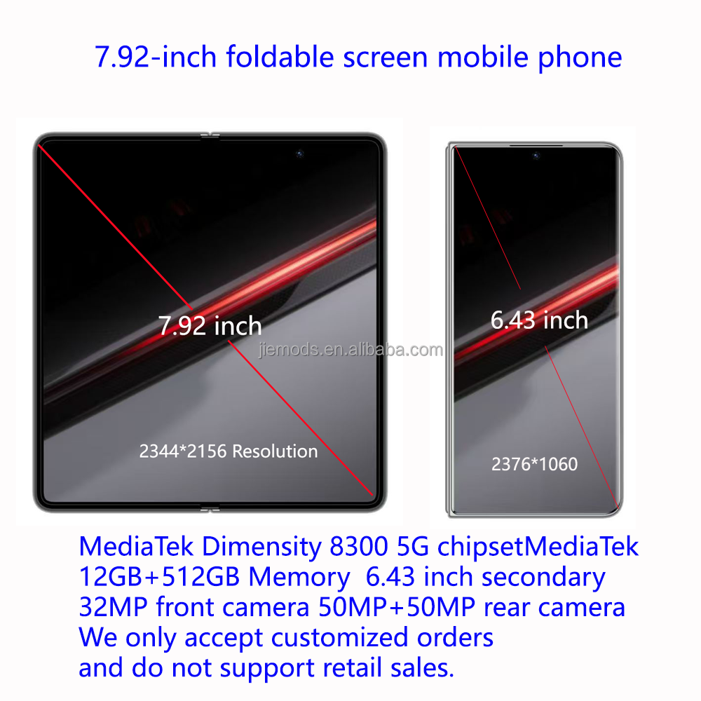 Custom built global bands <strong>Android</strong> <strong>Foldable</strong> 5G Smartphone 12GB <strong>RAM</strong> 512GB ROM Octa Core 7.92inch dual AMOLED screen Folded Phone