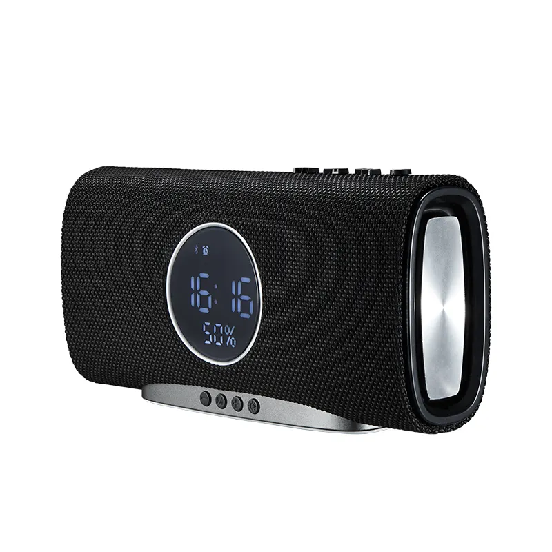 2024 portatile digitale sveglia con ricarica wireless 4000mah batteria altoparlante bluetooth per Home Party speaker