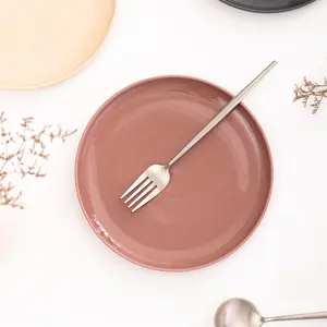 Placas de jantar de cerâmica redondas brilhantes, logotipo personalizado, 8 / 10 polegadas, para casamento, restaurante, casa