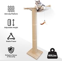 Arbre à chat moderne et élégant en pin blanc, avec perchoir de fenêtre et griffoir, hauteur réglable, design écologique et durable, grand modèle sans outils