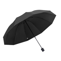 Parapluie manuel classique à 10 baleines, pliable en trois sections, en nylon 190T, protection pluie et soleil, idéal pour la publicité d'entreprise avec logo imprimé