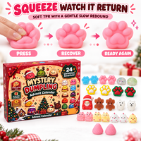 Calendrier de l'Avent de Noël personnalisé avec logo d'entreprise, 24 jouets compressibles en TPE en forme de dumpling, promotion commerciale