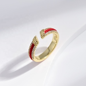 Bague ajustable en argent sterling 925 plaqué or 14 carats, style vintage, avec cordon porte-bonheur, prix de gros - Product Image 4