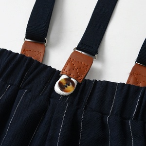 Ensemble deux pièces pour bébés garçons : chemise imprimée à manches longues et <span class=keywords><strong>pantalon</strong></span> à bretelles – Tenue habillée délicate pour le printemps et l'automne - Product Image 4