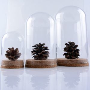 Dôme en verre rond classique 5*7cm avec base en bois et bouchon en <span class=keywords><strong>liège</strong></span>, modèle MM de luxe, nouveau modèle MM001CD, décoration d'intérieur contemporaine pour anniversaire, style Art déco - Product Image 1