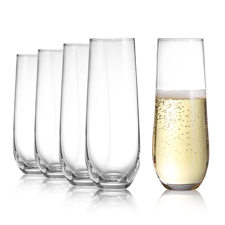 10 OZ Disposable Reusable BPA Free Stemless Wine Glass Champagne Flutes Drinking Glasses Perfect Gift Set for Weddings parites