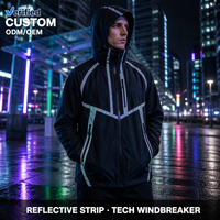 Veste coupe-vent technique Cyber Techwear ODM en nylon Taslan imperméable coupe ample avec impression réfléchissante 3M et coutures thermosoudées pour l'automne