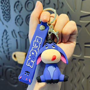 मौलिकता कार बैग सामान कार्टून 3D रबर गुड़िया चाभी के छल्ले लटकन प्यारा सुअर भालू टाइगर चाबी का गुच्छा बस्ता विजेट थोक - Product Image 5