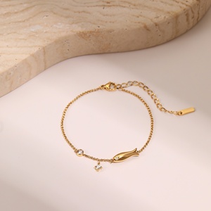 Bracciale Tennis con Charm a Cuore in Zircone, Placcato <span class=keywords><strong>Oro</strong></span> 18K PVD in Acciaio Inossidabile, Gioiello Delicato da Regalo - Product Image 6
