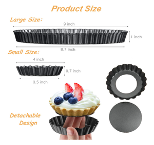 Poêle à tarte Quiche 4 pouces 9 pouces Non adhésives, qualité alimentaire, à fond ample amovible, pour tarte à fleurs - Product Image 2