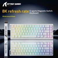 Keyboard Mekanik Magnetik Berkabel Attack Shark Terlaris dengan Keycap Berkontur dan Cetak Samping, RGB, RT Adjustable, Keyboard Gaming untuk Perjalanan