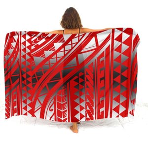 高品質カスタムレディースサマーエスニックスタイルビーチラヴァラヴァサロングフラワーフィジーポリネシアントライバルプリントサロングショールスカーフ - Product Image 1