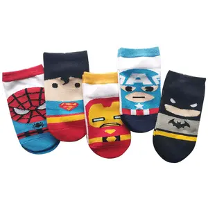 Hot Sale Stocked Kids Cartoon Socks Boy Combed Cotton Hero Ankle Sock for Baby Children Super Hero Pattern Comfortable Socks