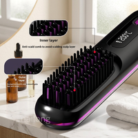 Lisseur de barbe sans fil rechargeable par USB, ions négatifs, chauffage rapide, brosse chauffante sans fil pour hommes, coiffage portable